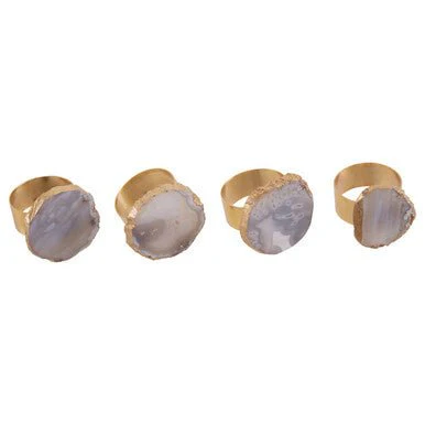 Bowerbird Agata Grey And Gold Napkin Rings - Image 6
