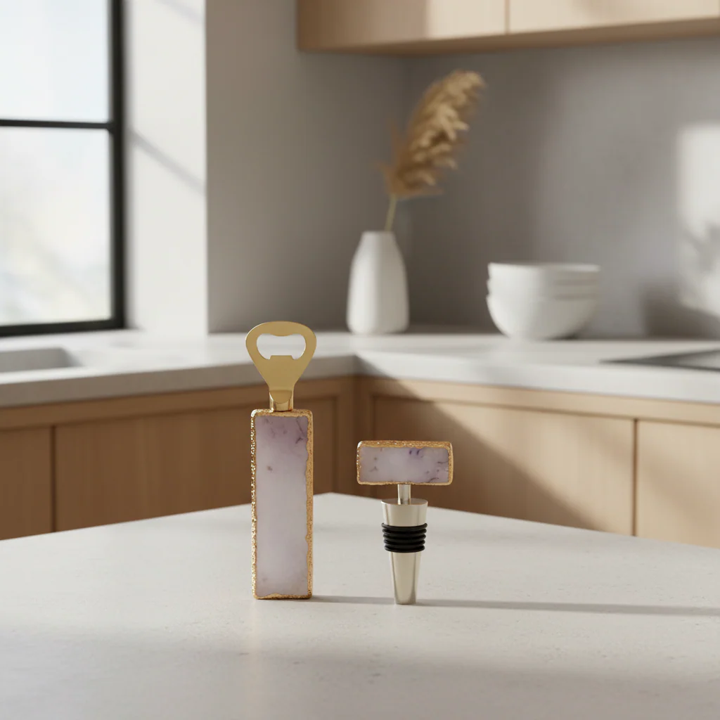 Bowerbird Agata Grey Bottle Opener And Stopper Set - Image 3