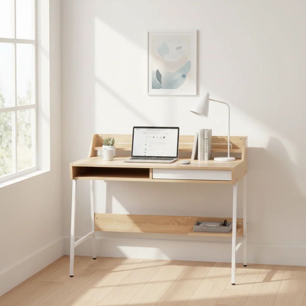 Bradbury Natural Oak Veneer Desk With Drawers - Image 3