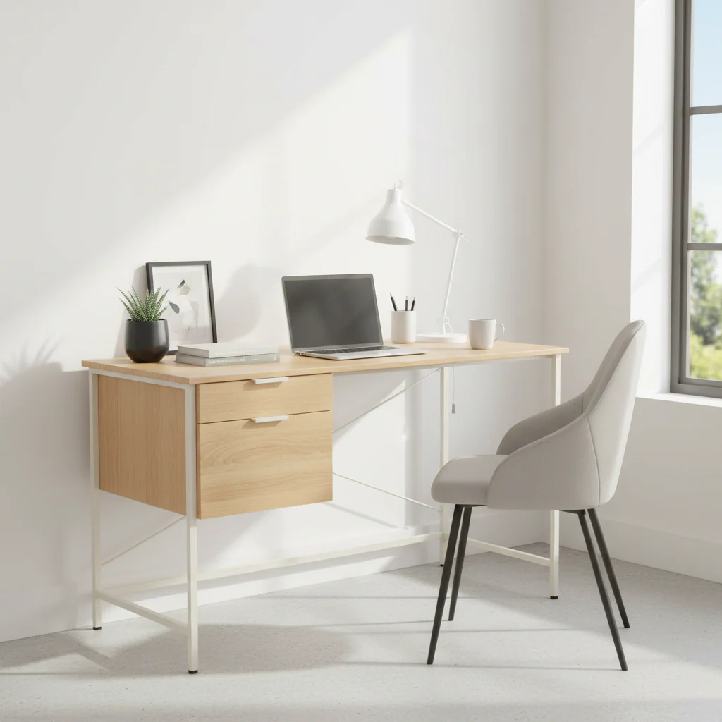 Bradbury Natural Oak Veneer Desk With Drawers - Image 8