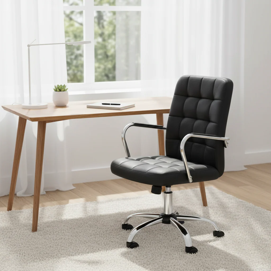 Brent Black Tufted Home office Chair - Image 3