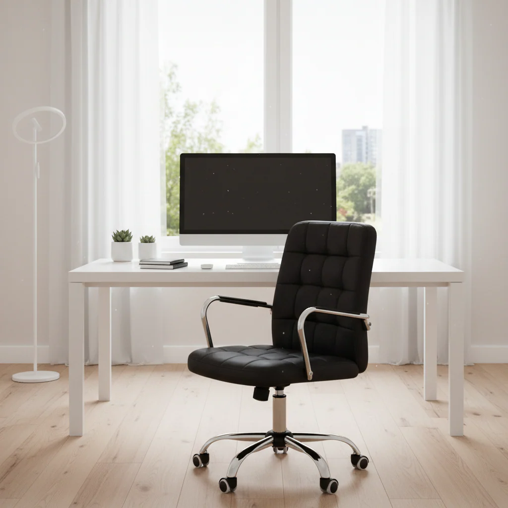 Brent Black Tufted Home office Chair - Image 4