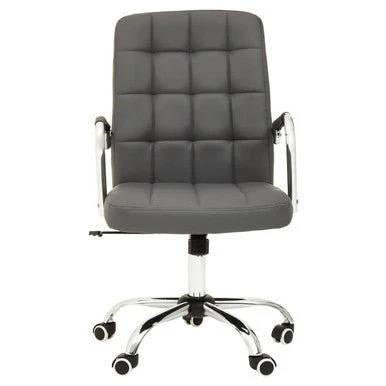 Brent Grey Leather Effect And Chrome Home office Chair - Image 5