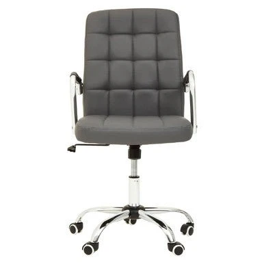 Brent Grey Leather Effect And Chrome Home office Chair - Image 6