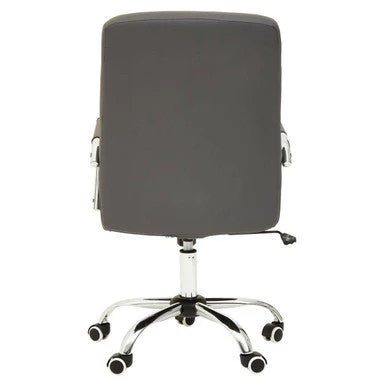 Brent Grey Leather Effect And Chrome Home office Chair - Image 8