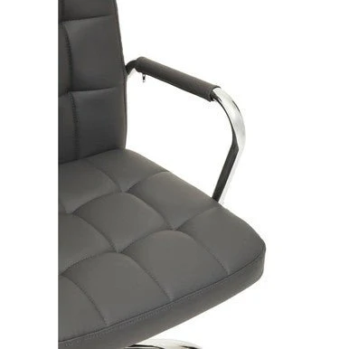 Brent Grey Leather Effect And Chrome Home office Chair - Image 9