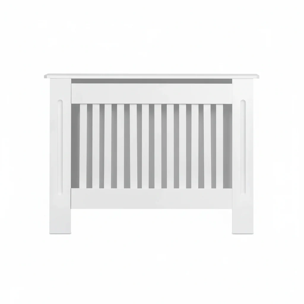 BRIEFNESS Radiator cover Wooden wall-mounted White painted MDF cupboard heater cover Modern heating cover Barbecue cabinet shelf