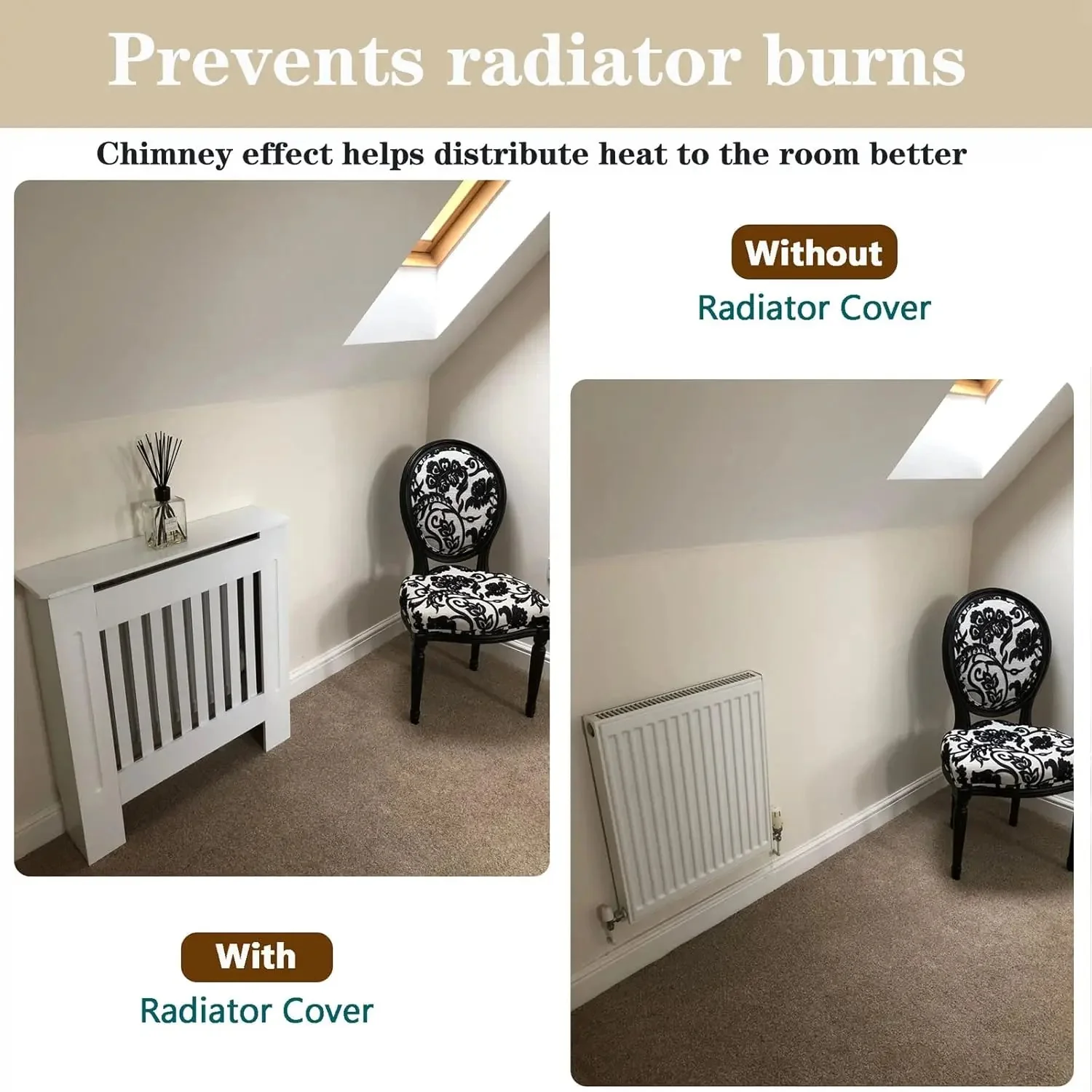BRIEFNESS Radiator cover Wooden wall-mounted White painted MDF cupboard heater cover Modern heating cover Barbecue cabinet shelf - Image 14