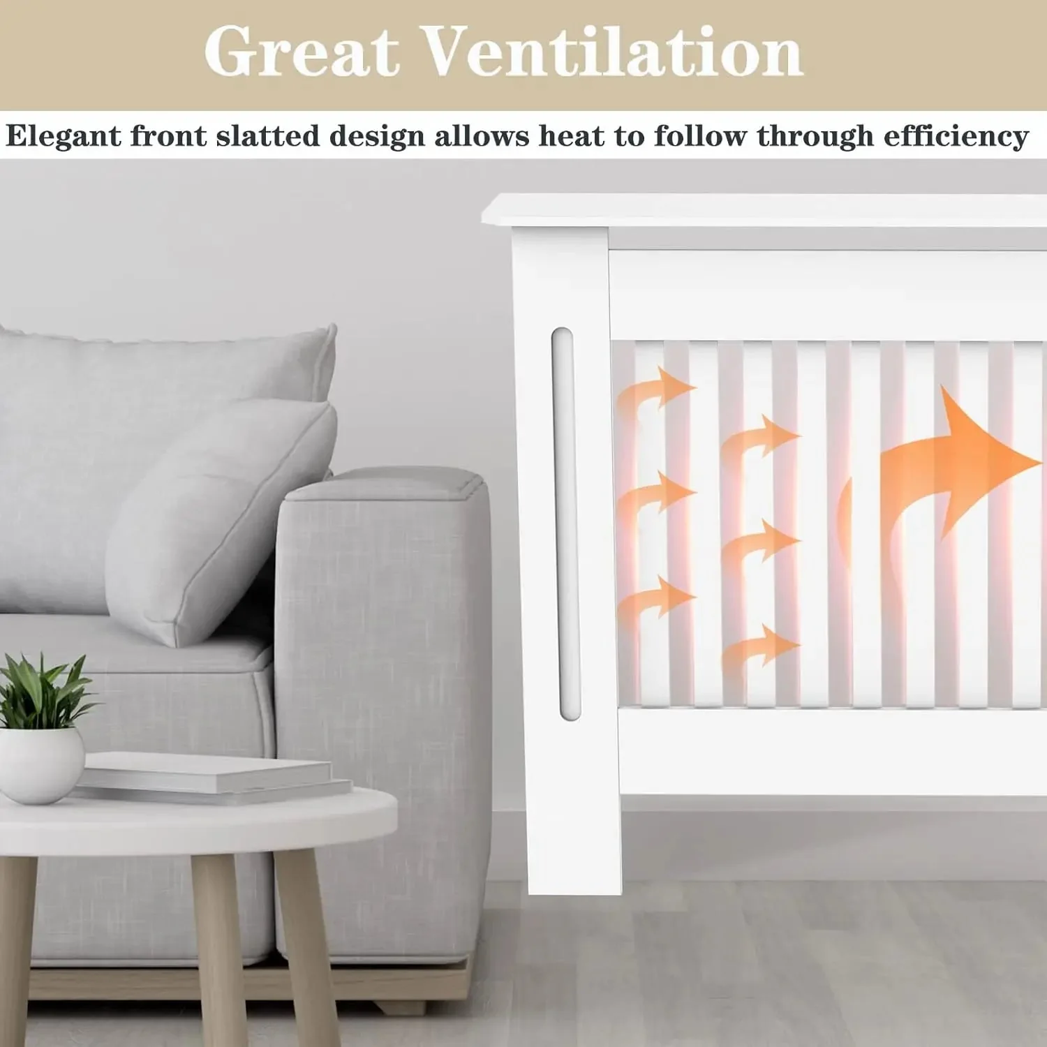 BRIEFNESS Radiator cover Wooden wall-mounted White painted MDF cupboard heater cover Modern heating cover Barbecue cabinet shelf - Image 15