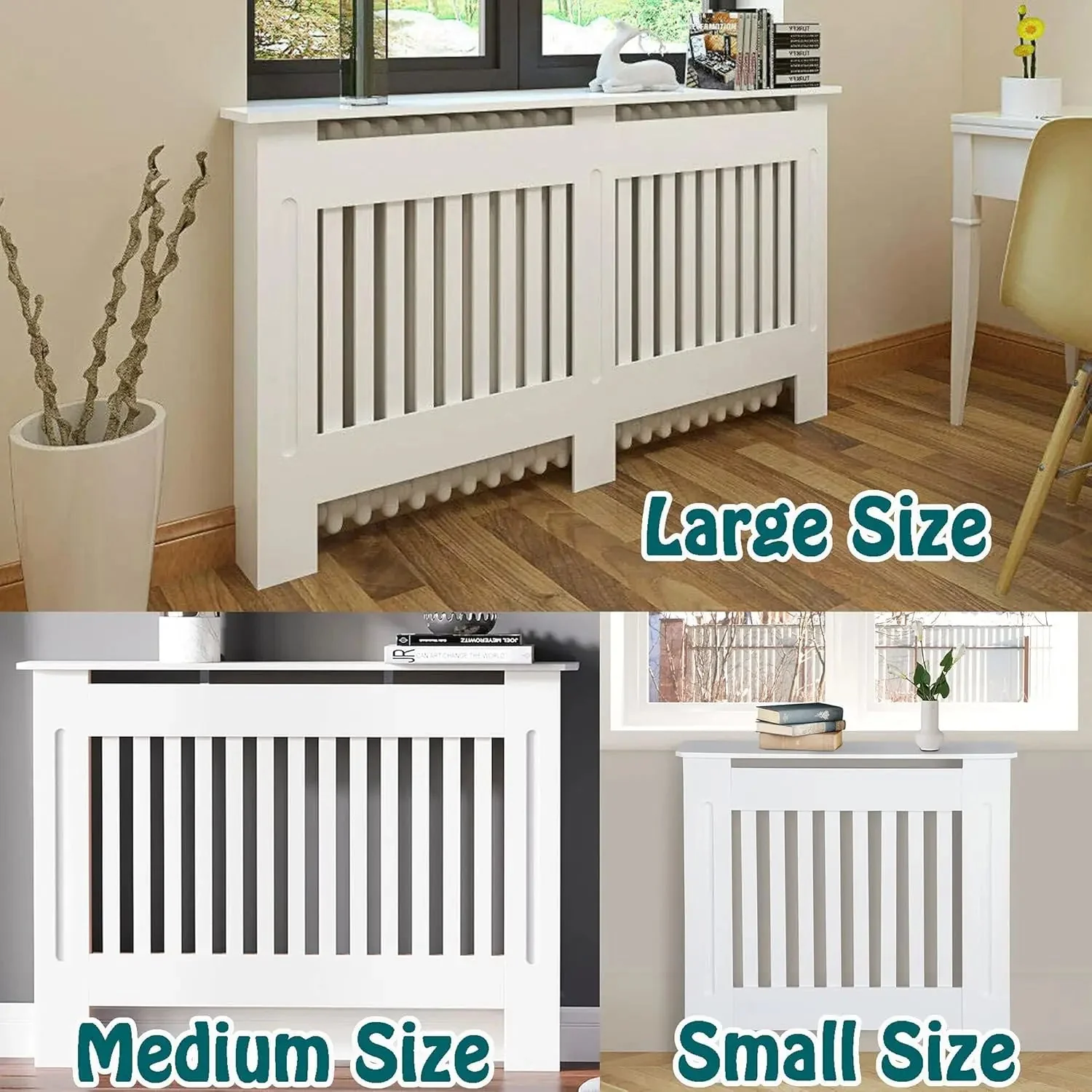 BRIEFNESS Radiator cover Wooden wall-mounted White painted MDF cupboard heater cover Modern heating cover Barbecue cabinet shelf - Image 17