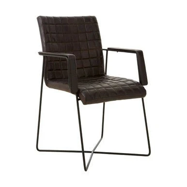 Buffalo Black Leather Weave Chair - Image 5