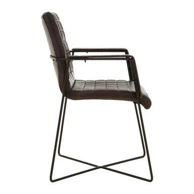 Buffalo Black Leather Weave Chair - Image 6