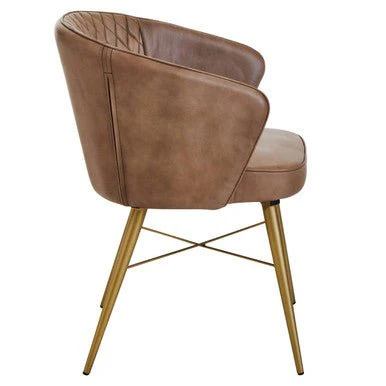 Buffalo Grey Leather Chair With Gold Finish Legs - Image 10