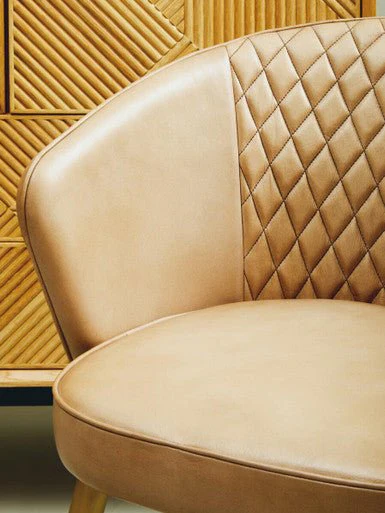 Buffalo Grey Leather Chair With Gold Finish Legs - Image 15