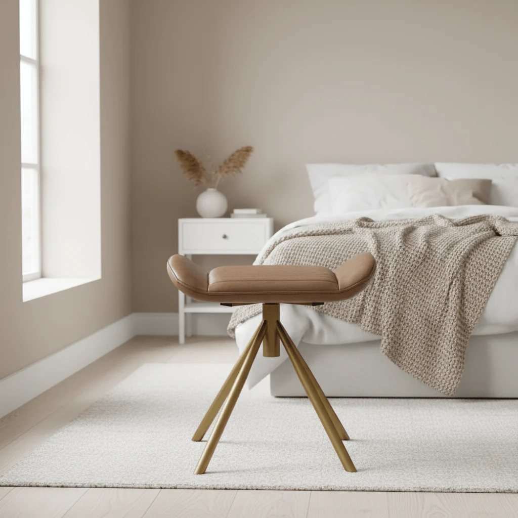 Buffalo Grey Leather Footstool - Image 3