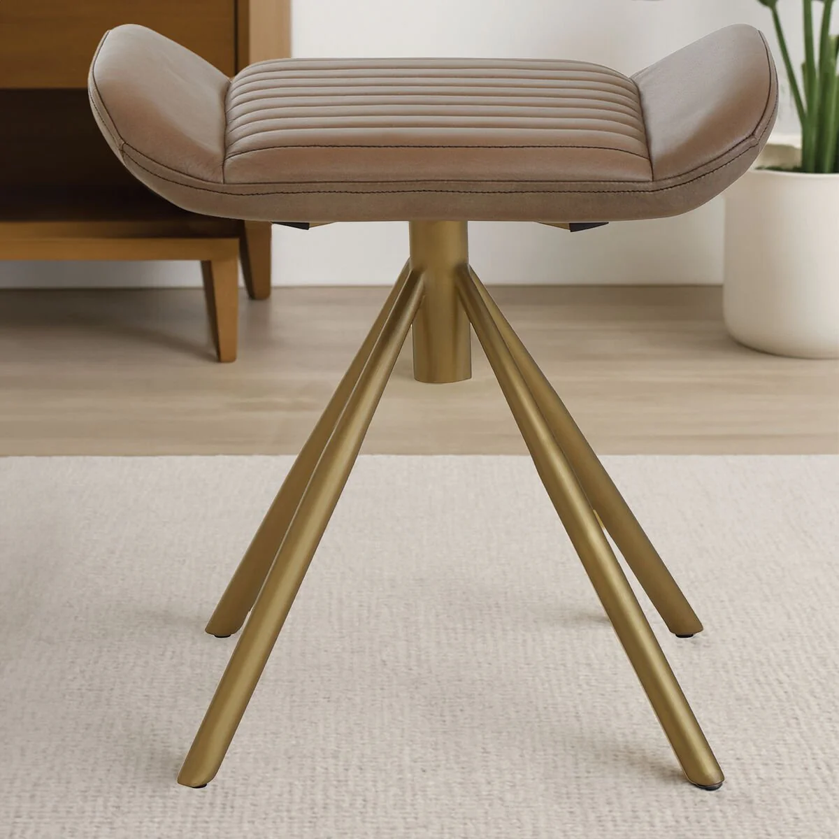 Buffalo Grey Leather Footstool - Image 6