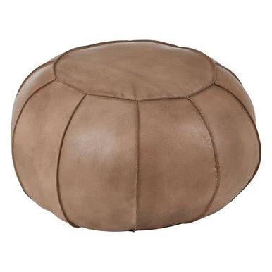 Buffalo Grey Leather Pouffe - Image 6