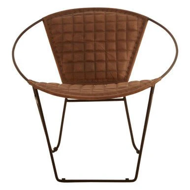 Buffalo Light Brown Leather Iron Chair - Image 5