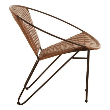 Buffalo Light Brown Leather Iron Chair - Image 6