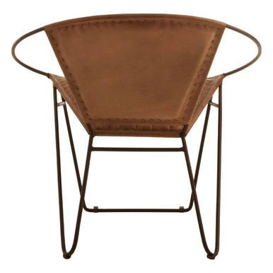 Buffalo Light Brown Leather Iron Chair - Image 7