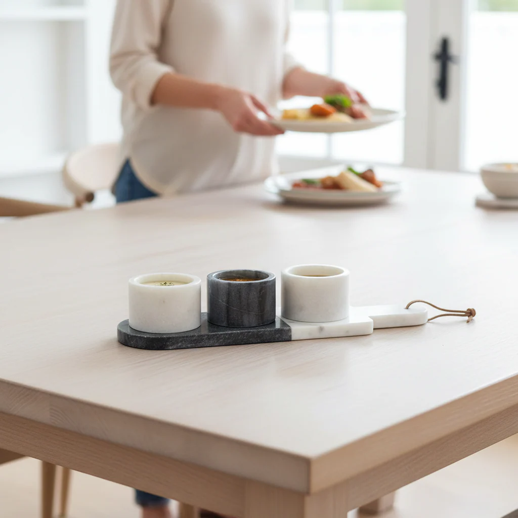 Bulgari Marble Condiment Bowls And Board Set - Image 2