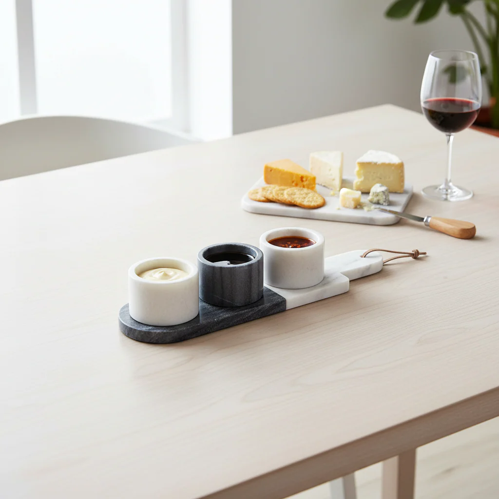 Bulgari Marble Condiment Bowls And Board Set - Image 3