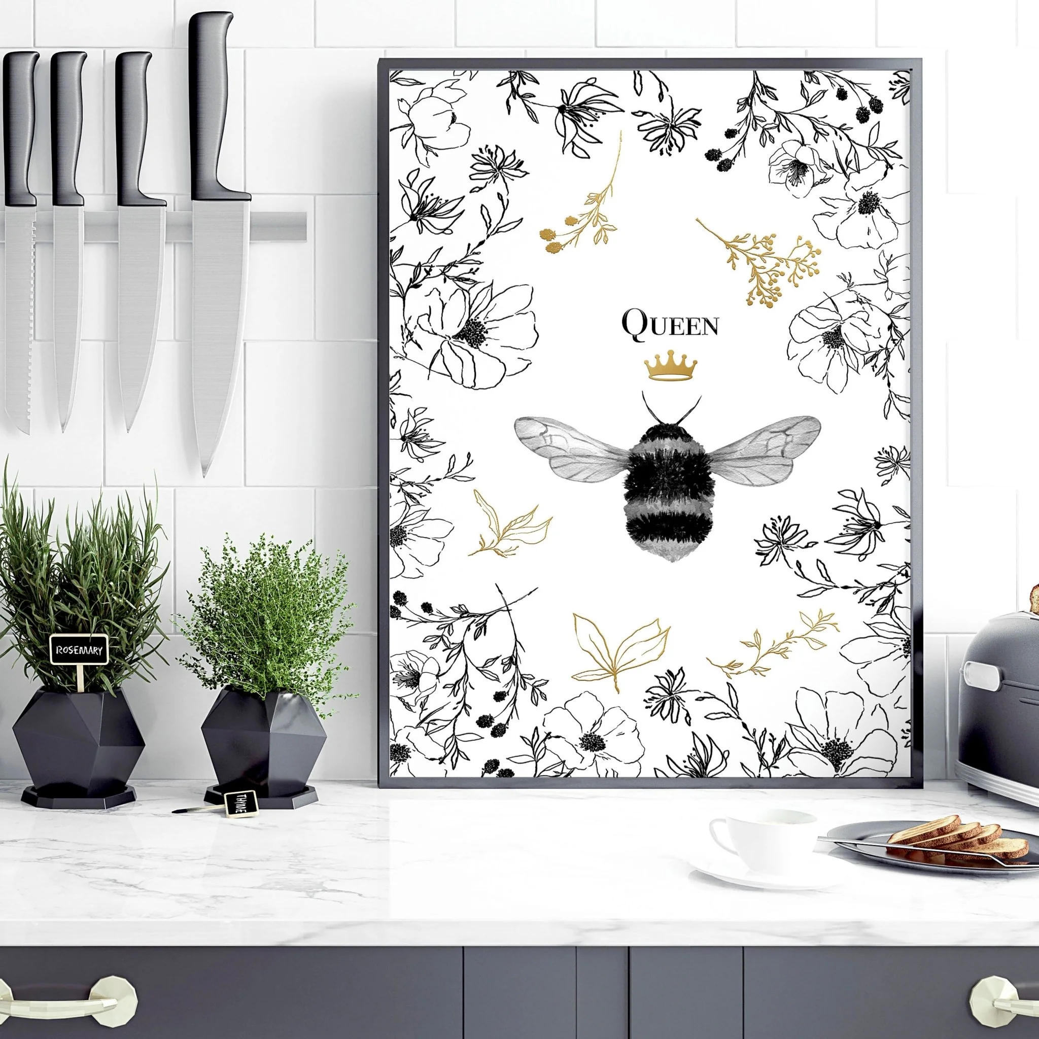 Bumble bee art | framed wall art print - Image 3