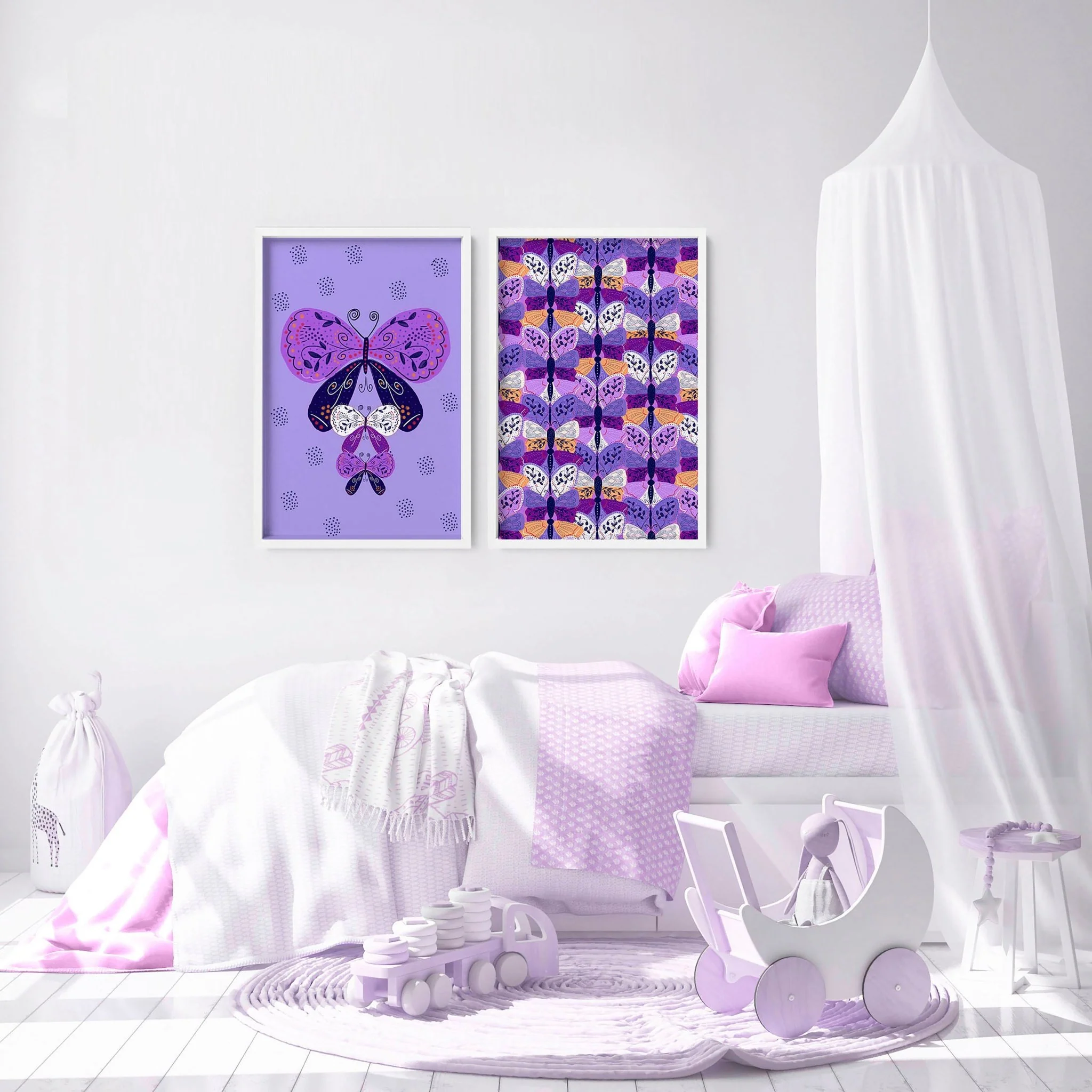 Butterflies wall art | set of 2 Wall art for Nursery - Image 3
