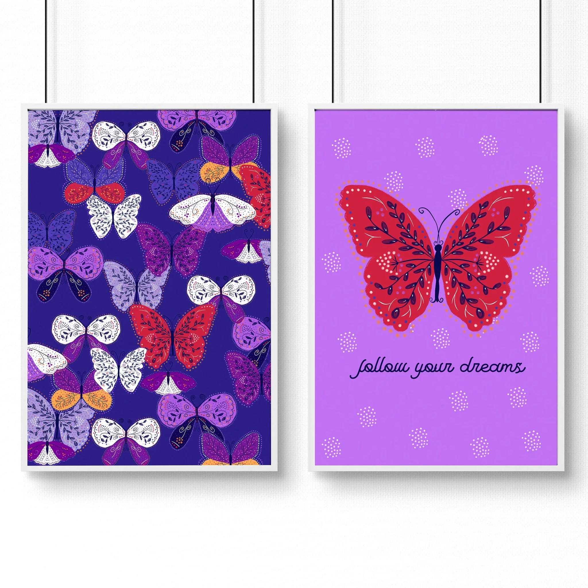 Wall art for Nursery | Set of 2 Butterfly wall art prints - Image 7