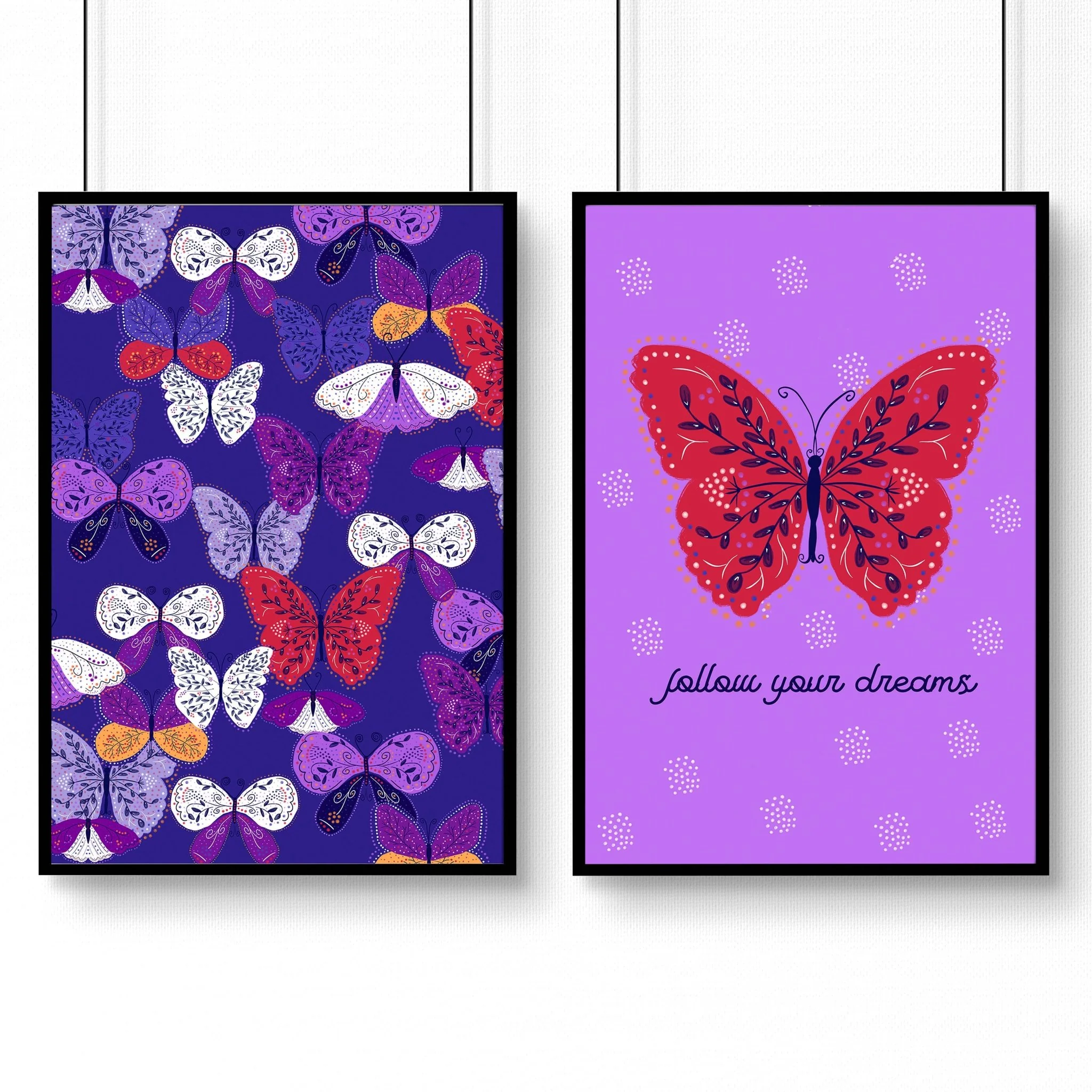Wall art for Nursery | Set of 2 Butterfly wall art prints - Image 8