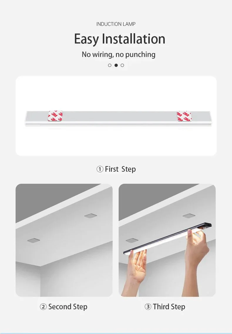 Cabinet Lights Motion Sensor LED Wireless USB Under Ultra Thin Night Light For Kitchen Cabinet Bedroom Wardrobe Indoor Lighting - Image 17