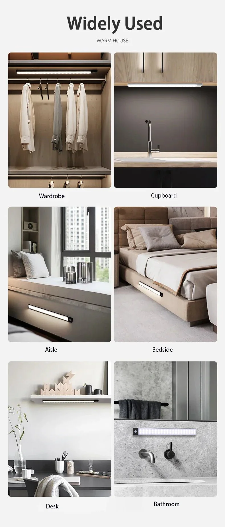 Cabinet Lights Motion Sensor LED Wireless USB Under Ultra Thin Night Light For Kitchen Cabinet Bedroom Wardrobe Indoor Lighting - Image 18