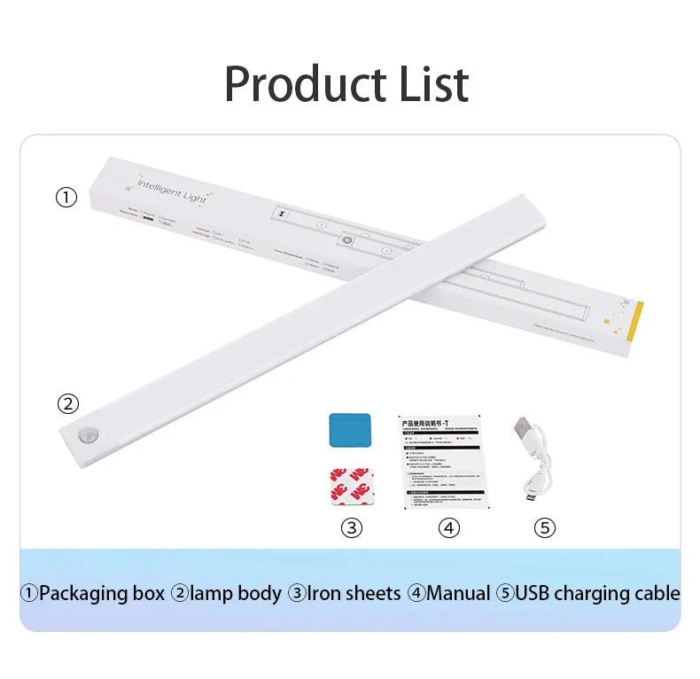 Cabinet Lights Motion Sensor LED Wireless USB Under Ultra Thin Night Light For Kitchen Cabinet Bedroom Wardrobe Indoor Lighting - Image 20