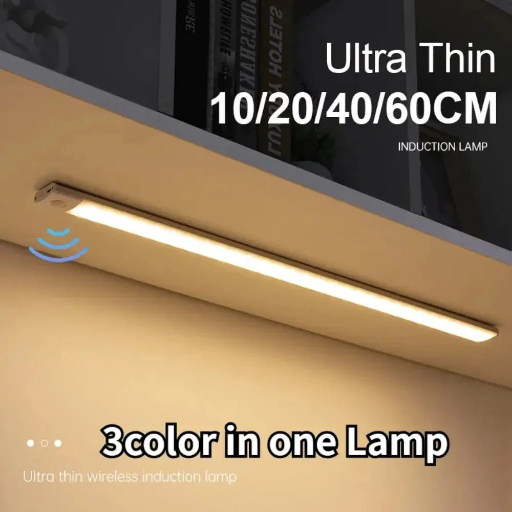 Cabinet Lights Motion Sensor LED Wireless USB Under Ultra Thin Night Light For Kitchen Cabinet Bedroom Wardrobe Indoor Lighting - Image 4