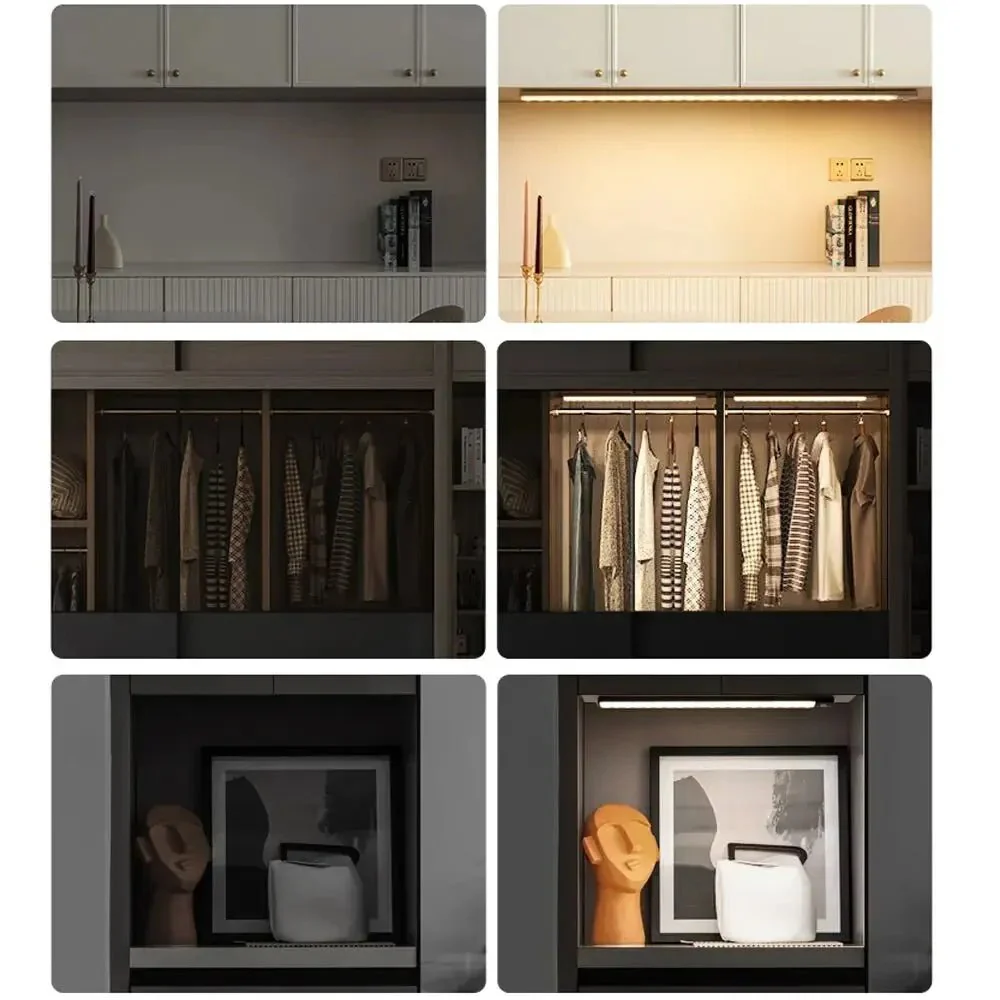 Cabinet Lights Motion Sensor LED Wireless USB Under Ultra Thin Night Light For Kitchen Cabinet Bedroom Wardrobe Indoor Lighting - Image 6