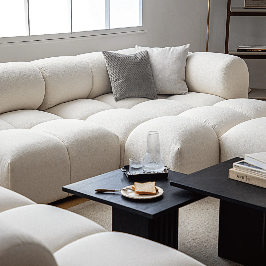 Caius Velvet Three Seater Module Sofa, White Velvet - Image 11