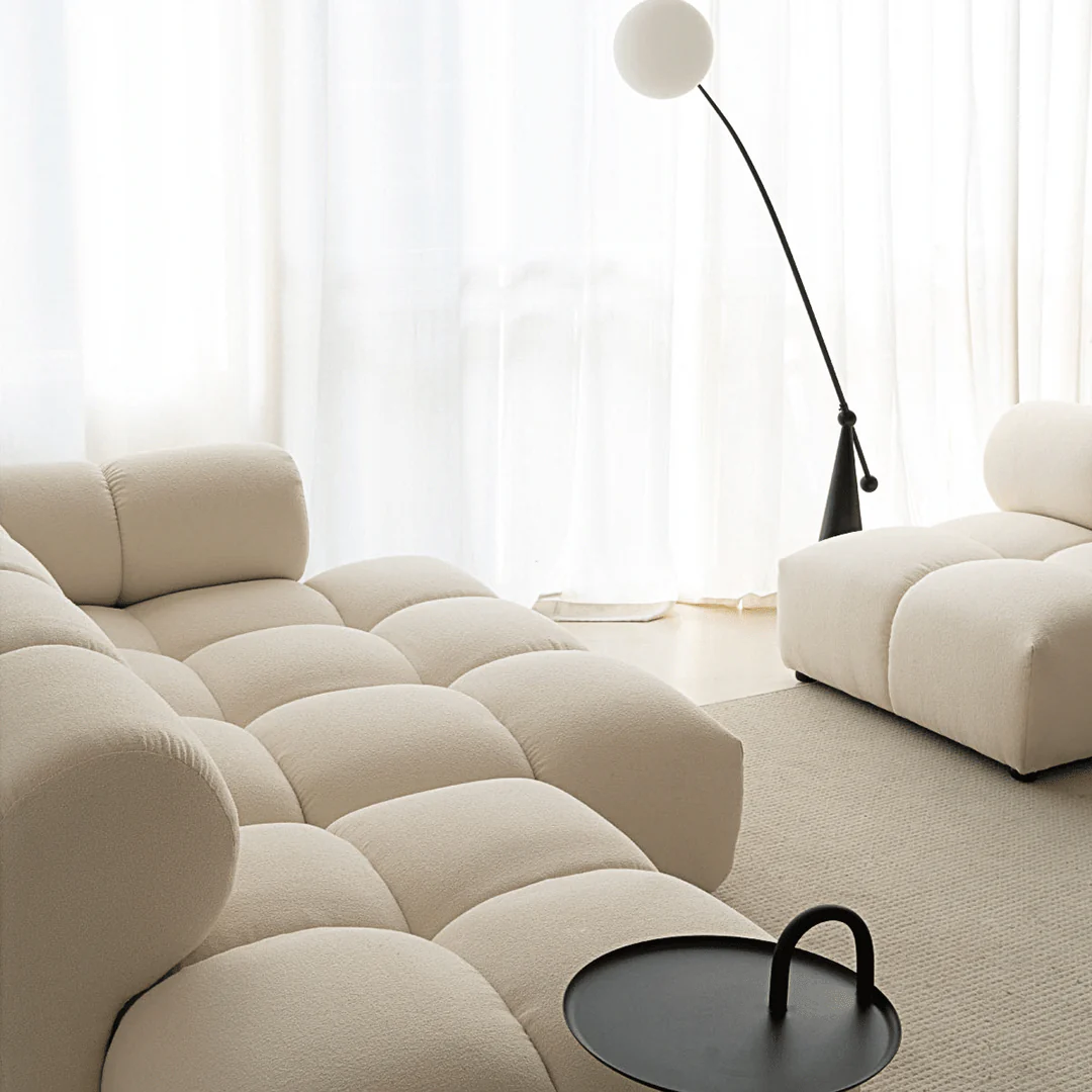 Caius Velvet Three Seater Module Sofa, White Velvet - Image 12