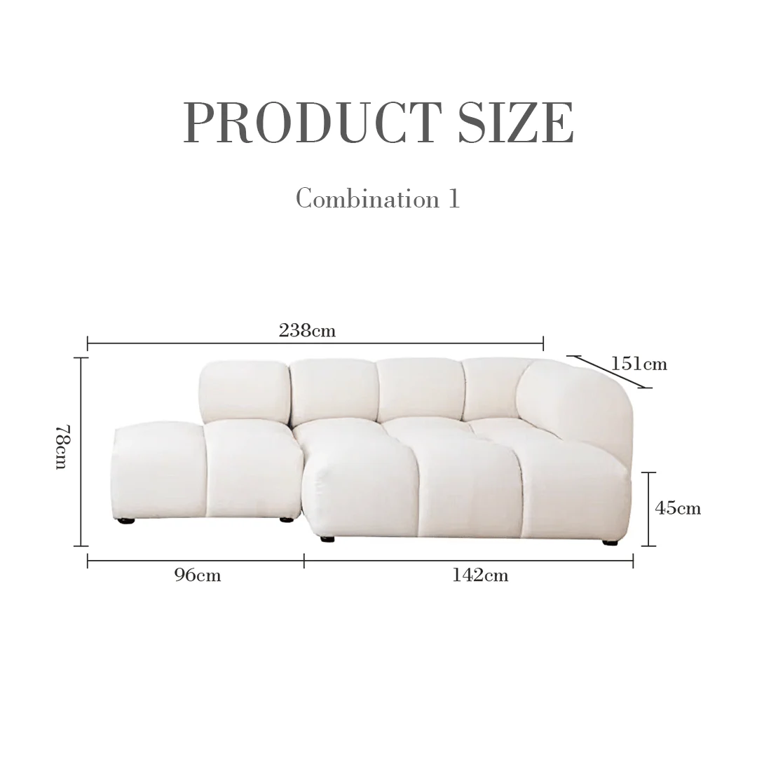 Caius Velvet Three Seater Module Sofa, White Velvet - Image 13