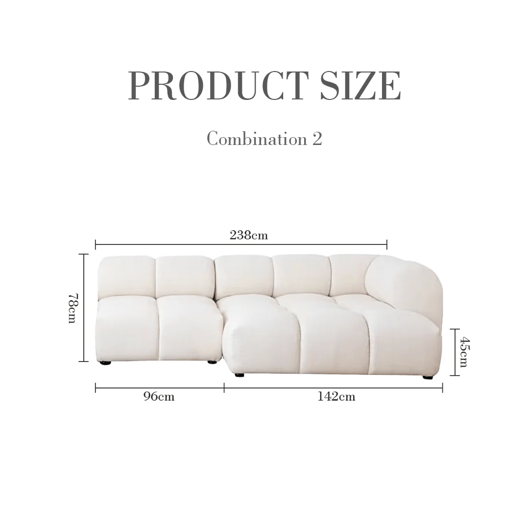 Caius Velvet Three Seater Module Sofa, White Velvet - Image 14