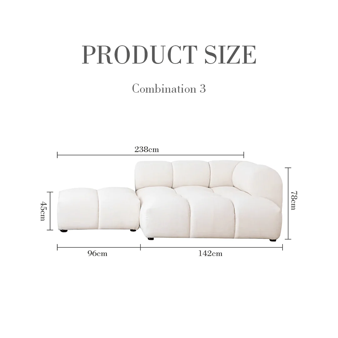 Caius Velvet Three Seater Module Sofa, White Velvet - Image 15