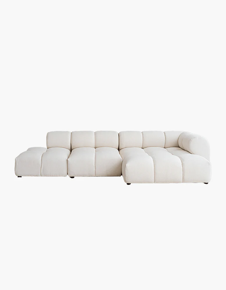 Caius Velvet Three Seater Module Sofa, White Velvet - Image 21