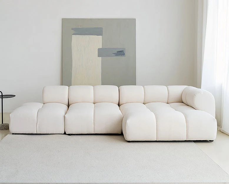 Caius Velvet Three Seater Module Sofa, White Velvet - Image 5