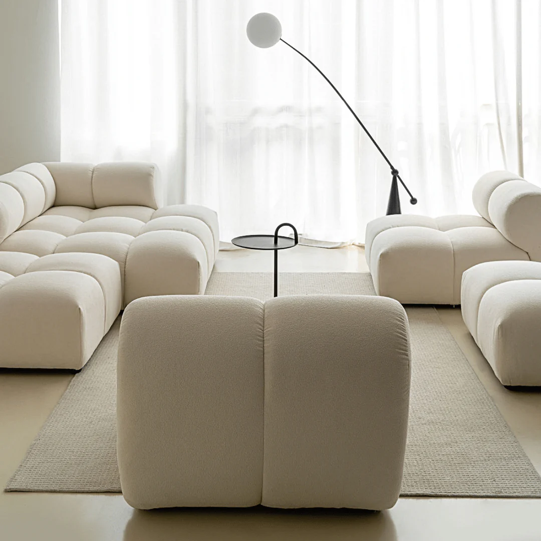 Caius Velvet Three Seater Module Sofa, White Velvet - Image 7
