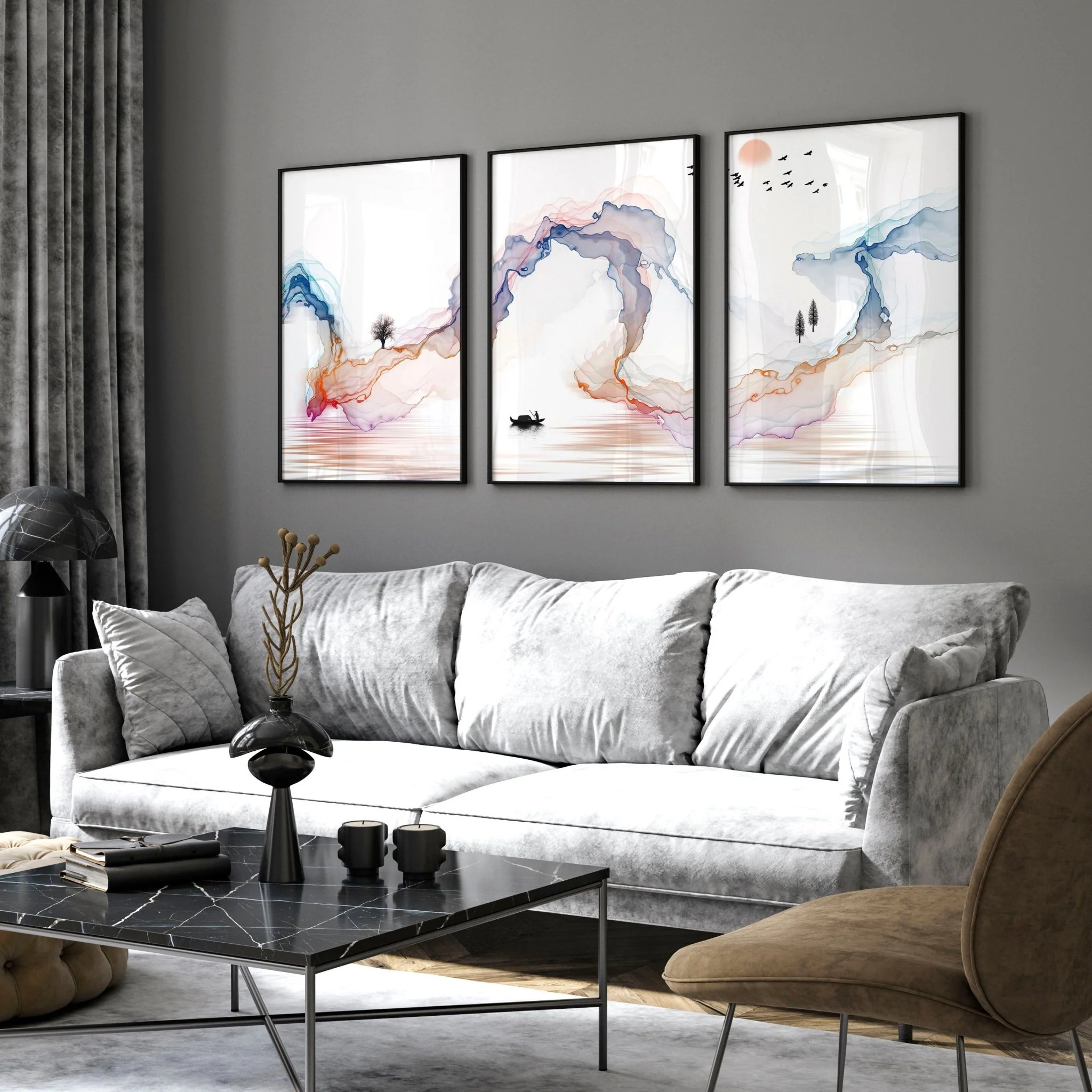 Calm artwork Wall Art prints | set of 3 framed prints - Image 6