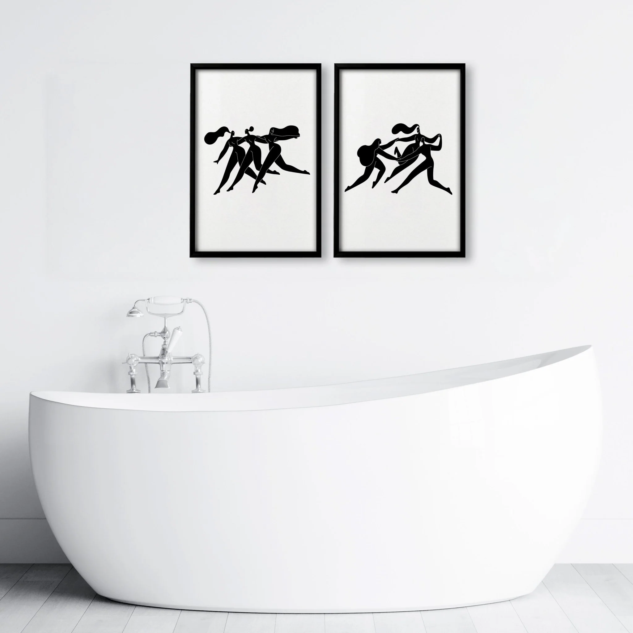 Canvas Art For Bathrooms | Set of 2 Boho Women Wall art Prints - Image 3