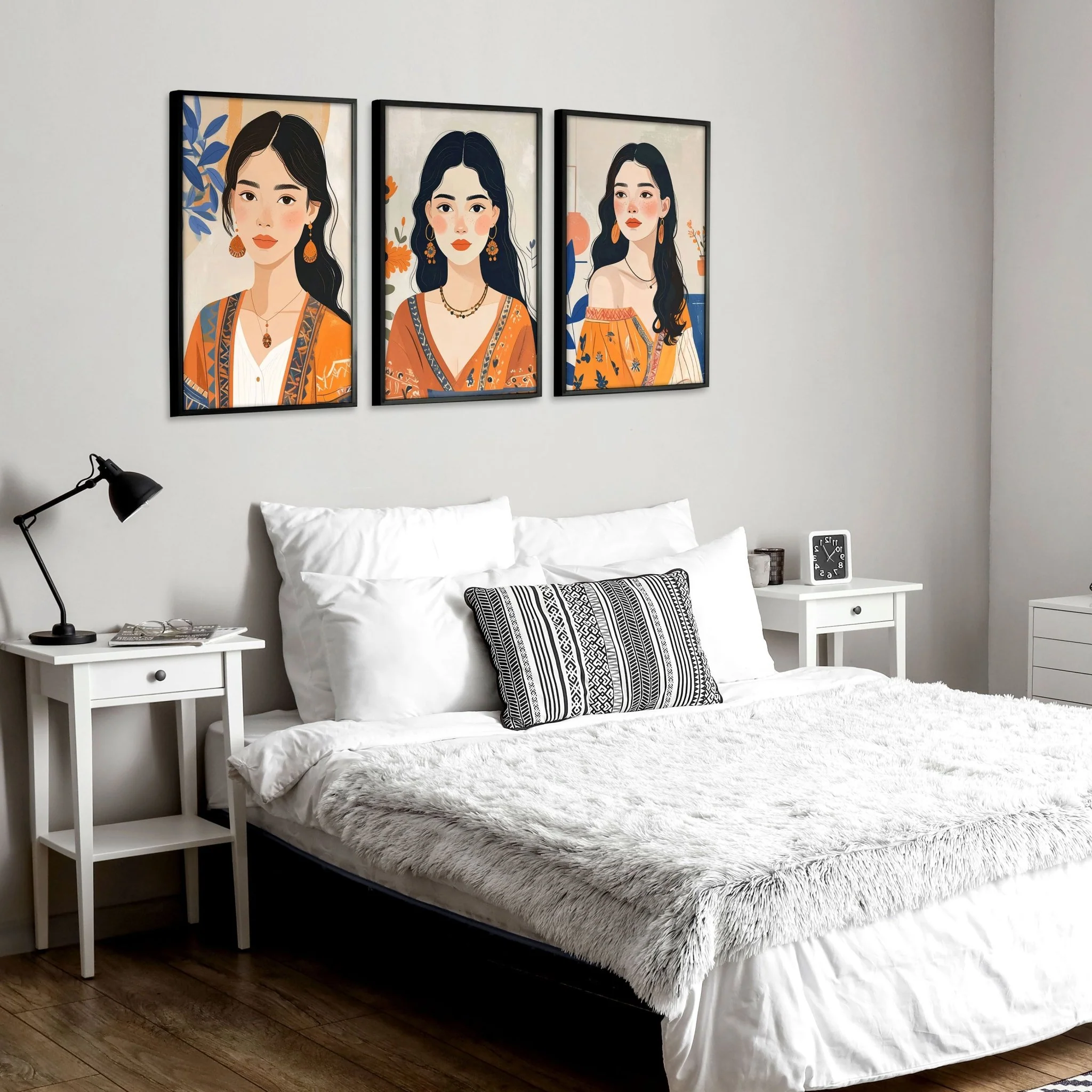 Canvas Bedroom Art | Set of 3 Boho Women Wall art Prints - Image 3