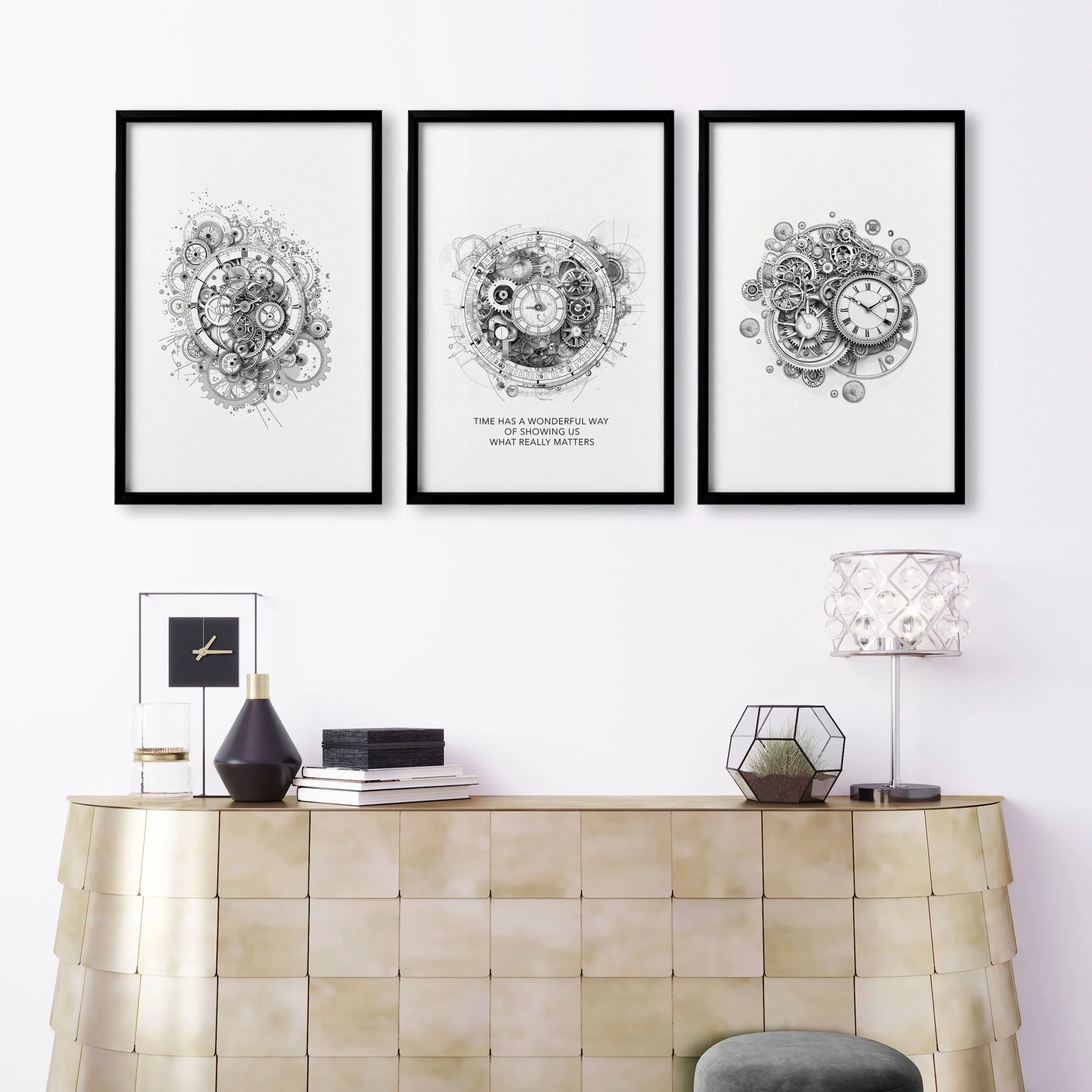 Canvas Painting Wall Decor | Set of 3 Abstract Clocks Wall art Prints - Image 6