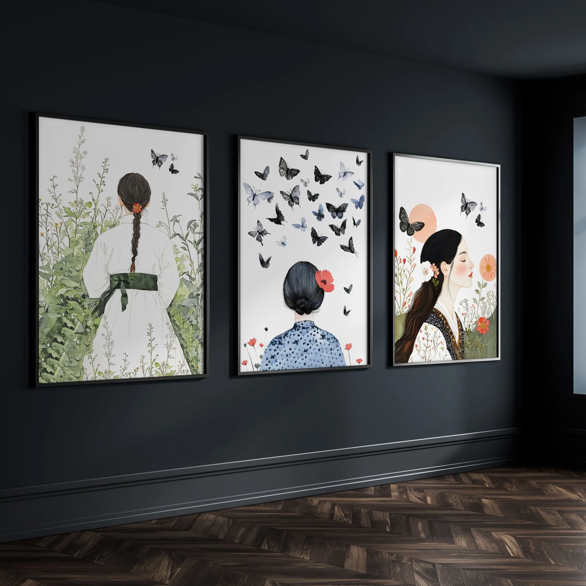 Canvas Pictures For Living Room | Set of 3 Boho Women Wall art Prints - Image 10