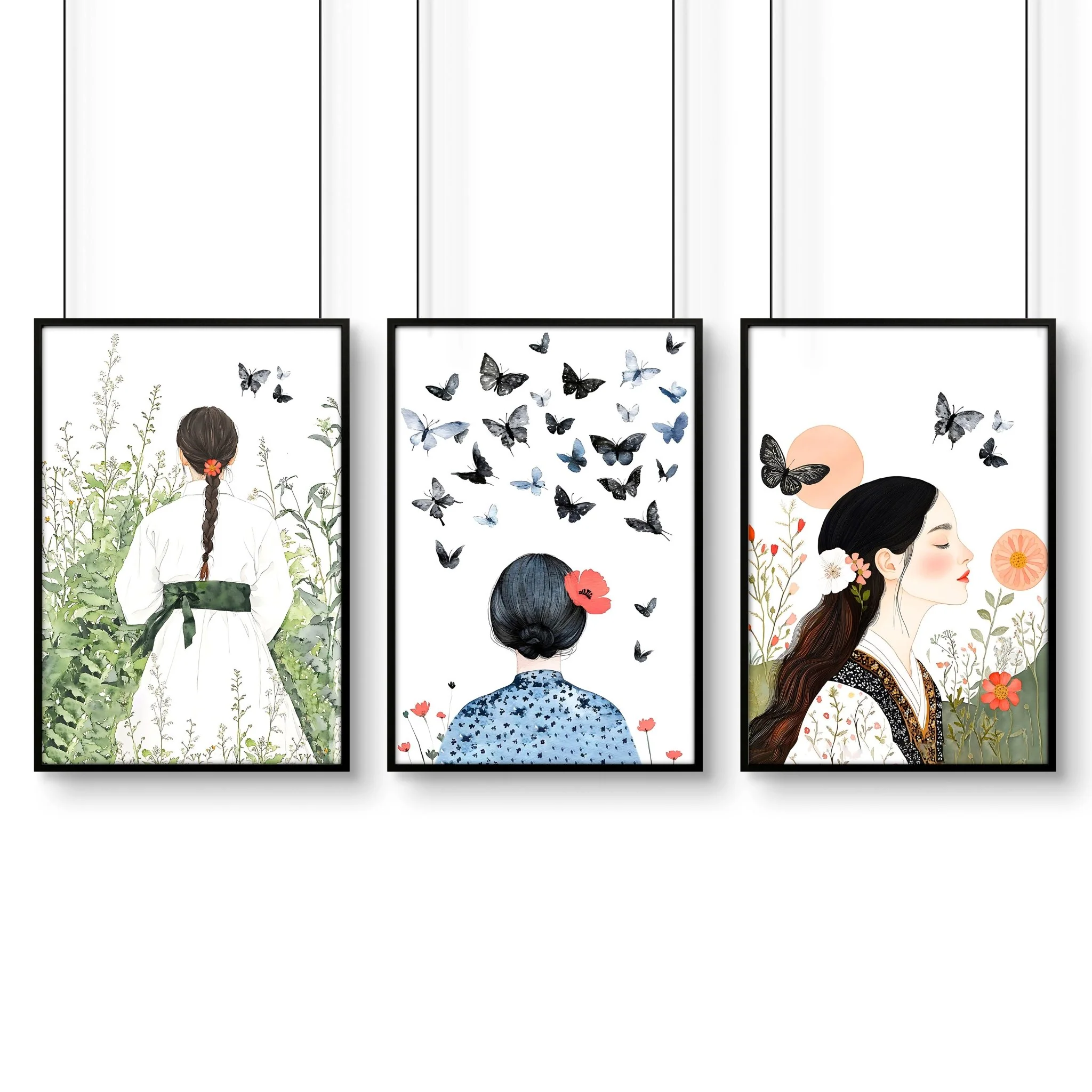 Canvas Pictures For Living Room | Set of 3 Boho Women Wall art Prints - Image 18
