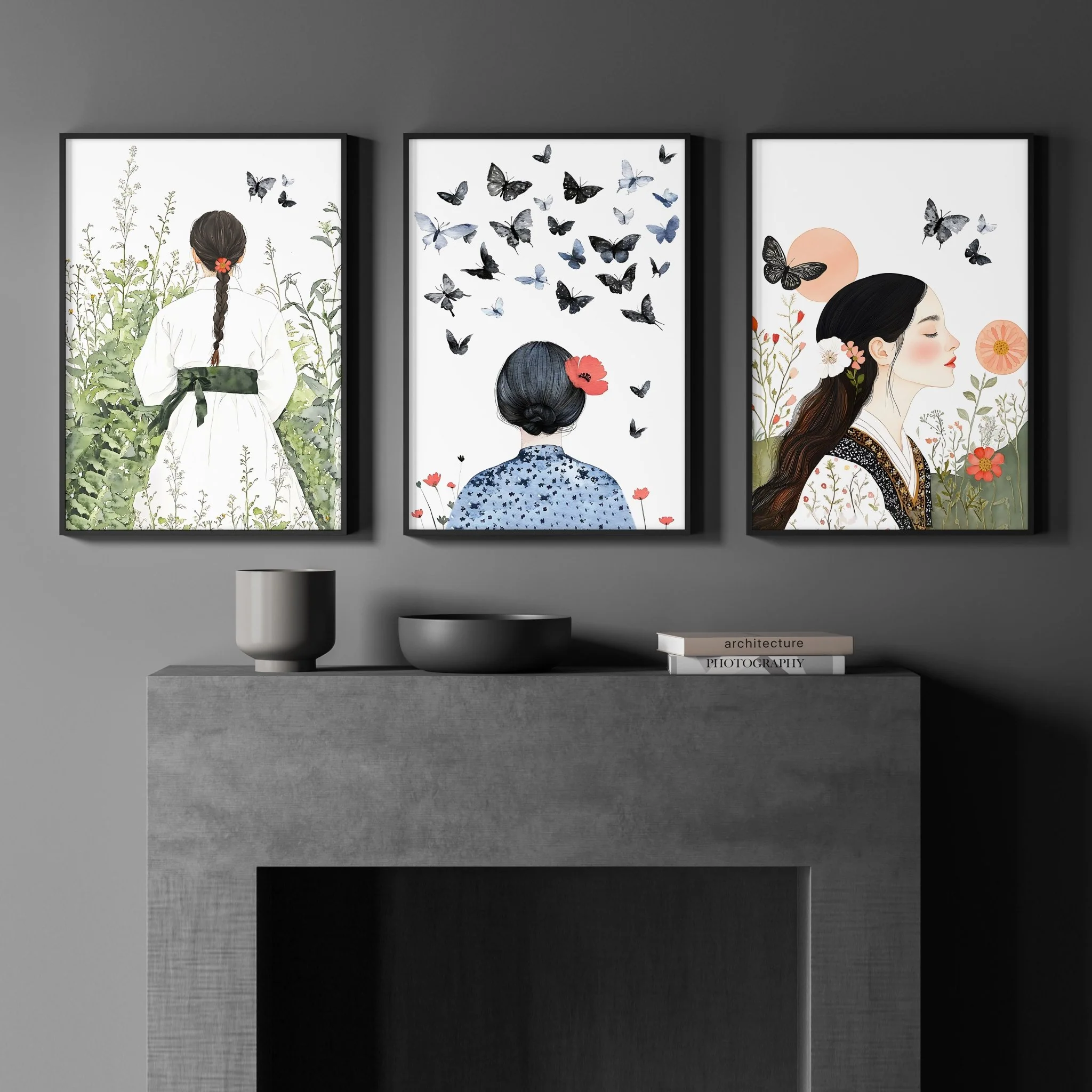 Canvas Pictures For Living Room | Set of 3 Boho Women Wall art Prints - Image 4